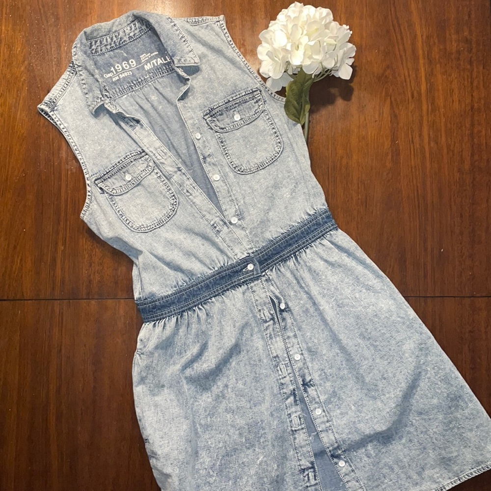 Gap 1969 Stone Wash Denim Dress